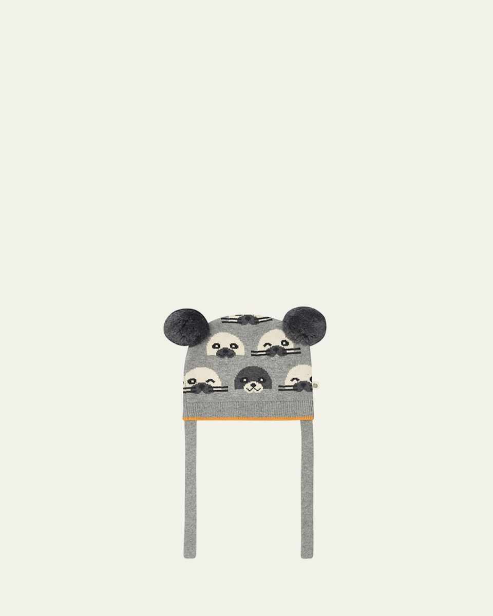 Girl's Seal Jacquard Pom Pom Beanie H